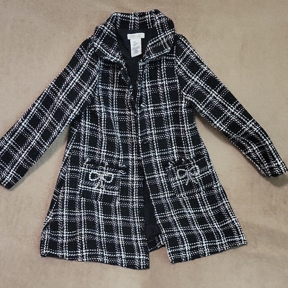 Rachel Zoe Classic Black and White Checkered Trench Coat - Picture 1 of 5